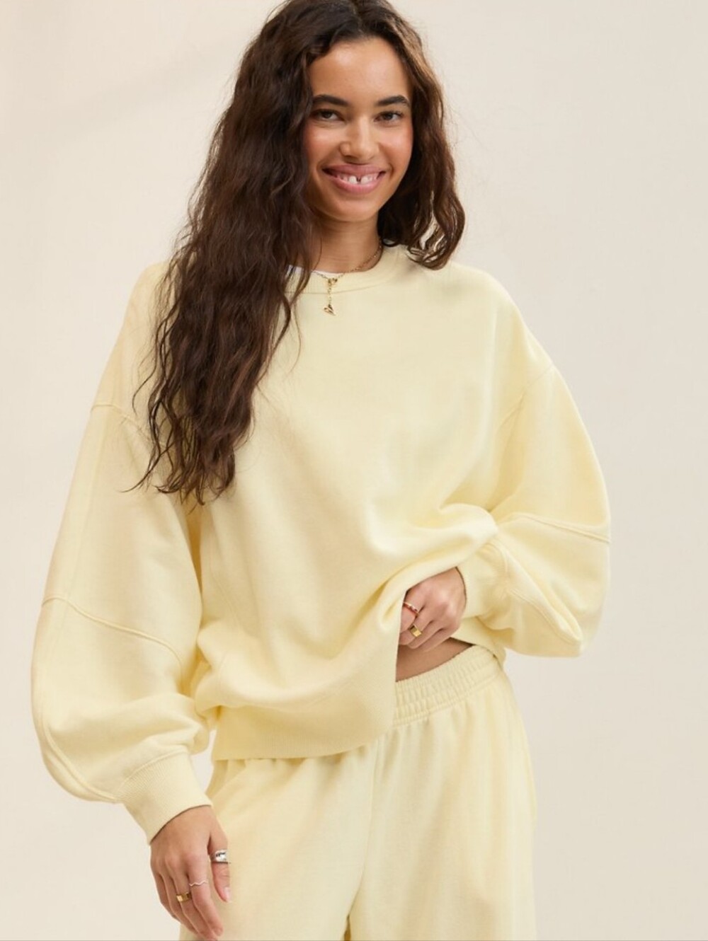 BN American Eagle Aerie Go-To pullover sweatshirt Cozy Yellow